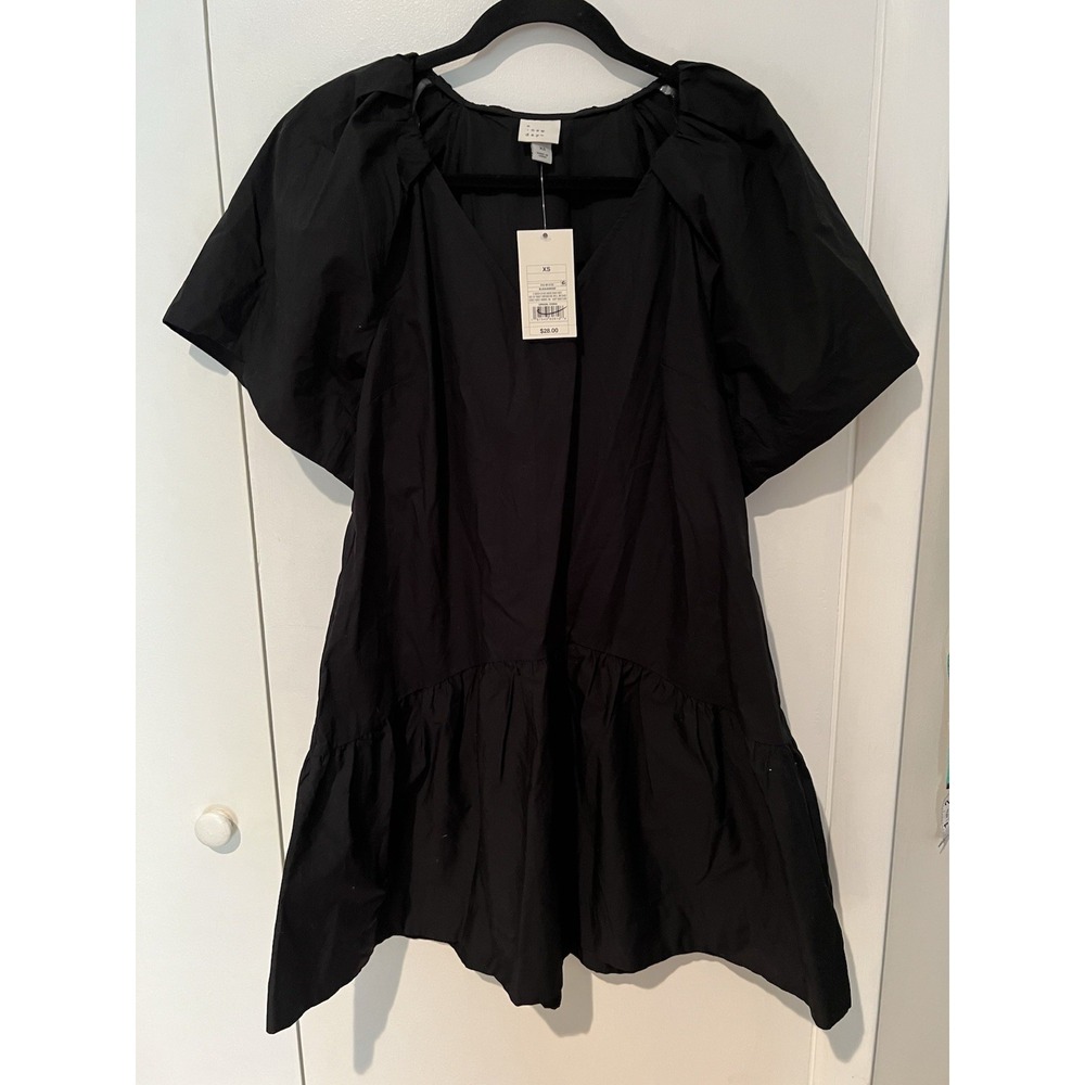 NWT A New Day Black‎ Size XS Roomy Comfy A-Line Mini Dress Side Pockets